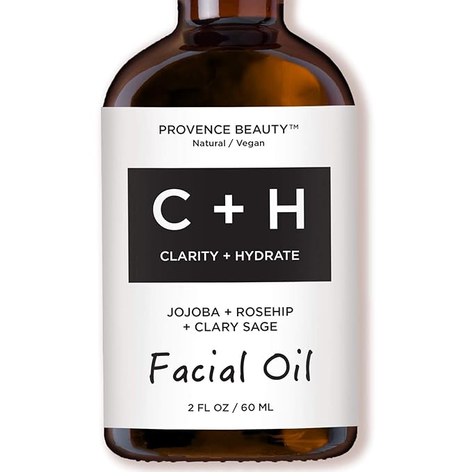| Clarify + Hydrate Facial Oil - Cold Pressed Jojoba + Rosehip + Clary Sage Oils - Anti-Wrinkle Solution - 2 OZ