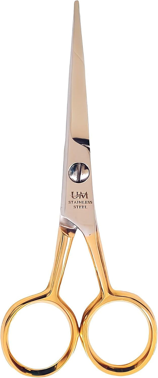 UM Supplies Hair Scissors | Premium Shears For Hair Cutting | Professional Barber Scissors with smooth Razor I Haircut Scissors For SalonIWomen Mens|kidsIPets (Silver) (SILVER-GOLD 4.5)