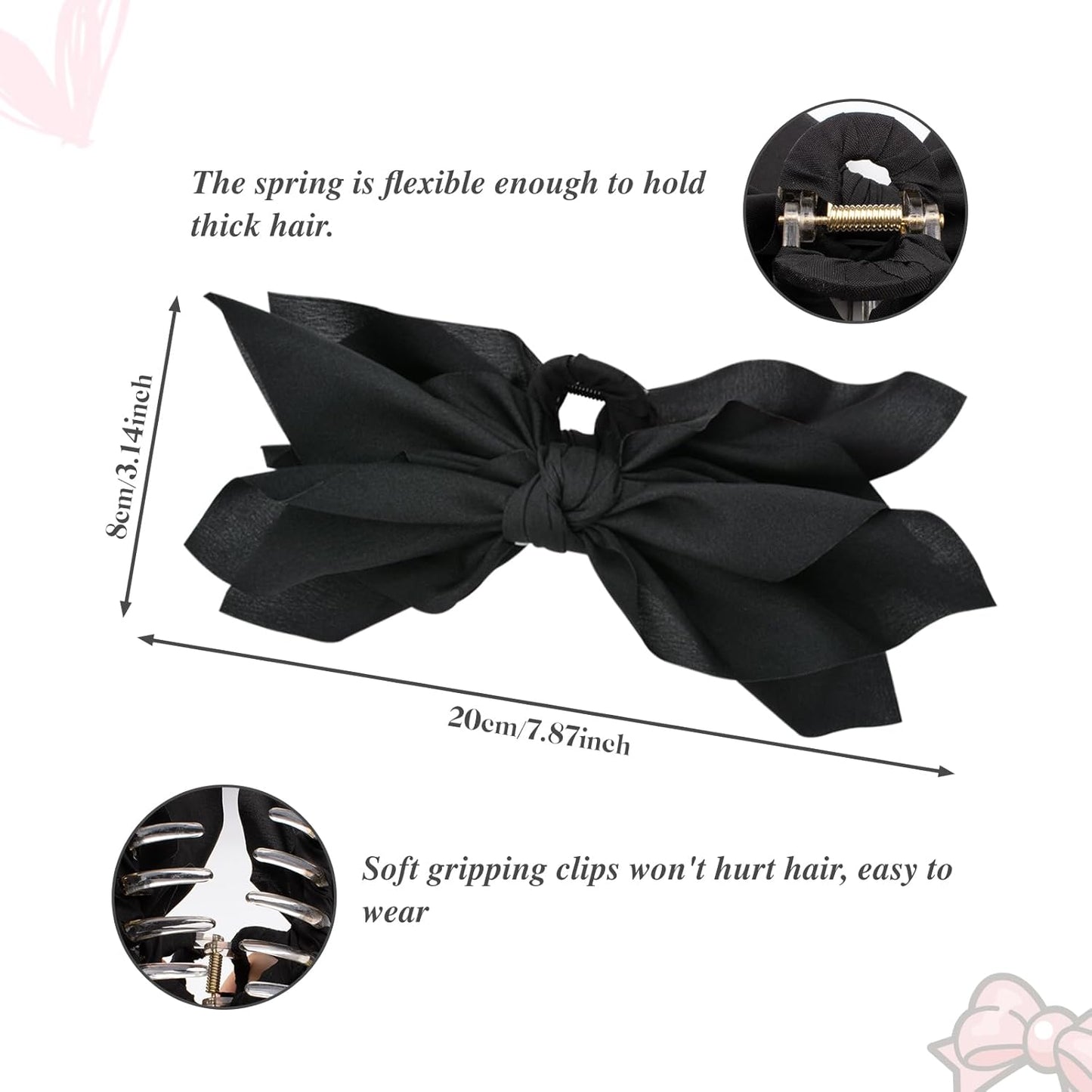 Bow Claw Clips Bow Hair Clips 2PC Big Hair Bows for Women Butterfly Styling Large Hair Clips for Thick Hair for Girls Hair Accessories for Teen