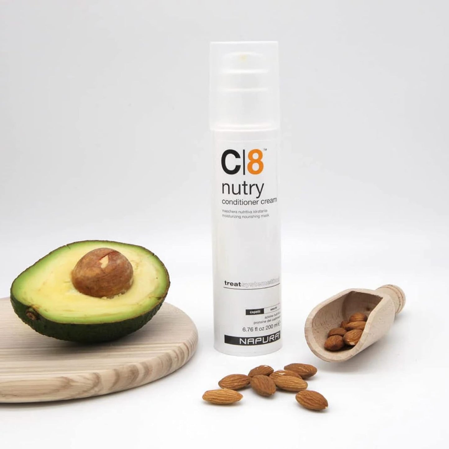 NAPURA C8 Moisturizing Conditioner Cream (6.76 fl oz) for Dry, Damaged Hair - Cashmere Proteins, Jojoba & Avocado Oils - Hydrates, Nourishes & Adds Shine