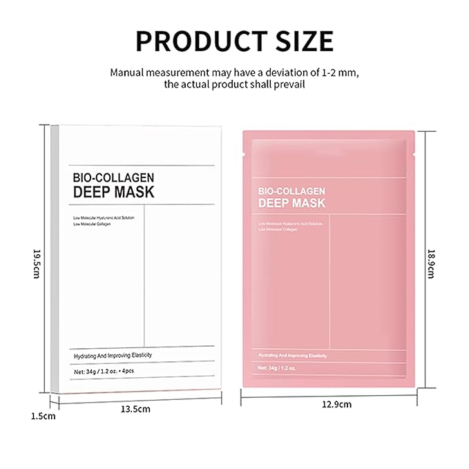 4Pcs Bio-Collagen Deep Mask, Hydrating Overnight Sleeping Mask Transparent Face Membrane Skin Care Moisturizing, Restores Skin Elasticity & Energy Collagen Mask for Women