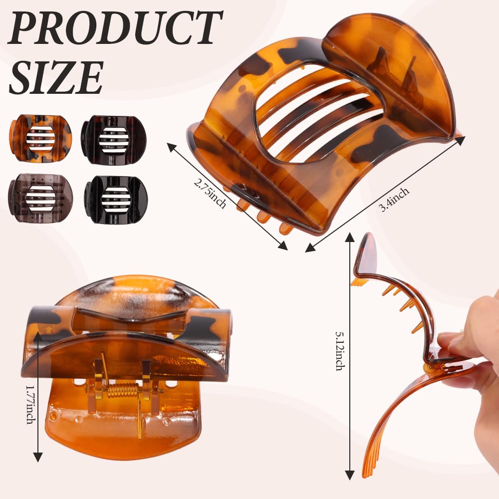 4PCS Large flat Hair Clips for Women Girls Strong Hold French Duckbill Claw Clips for Thick Thin Hair lay Down Hair Styling Clips Accessories