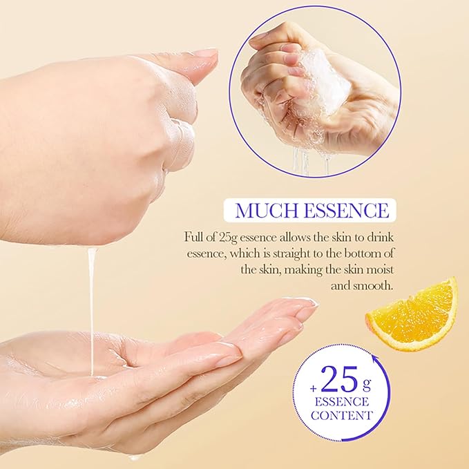 BIOAQUA Vitamin C Facial White Face Mask Orange Extract Moisturizing Hydrating 10x Antioxidant 5x25g/0.88fl.oz