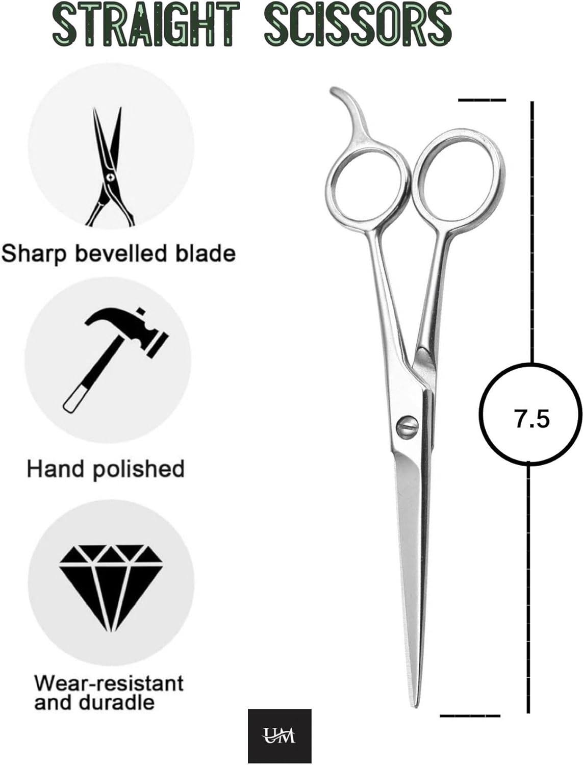UM Supplies Scissors 7.5 | Premium Barber Shears For Hair Cutting | Multiple Purpose Cutting Scissors | Haircut Scissors For Salon I Women | Mens | kids I Pets