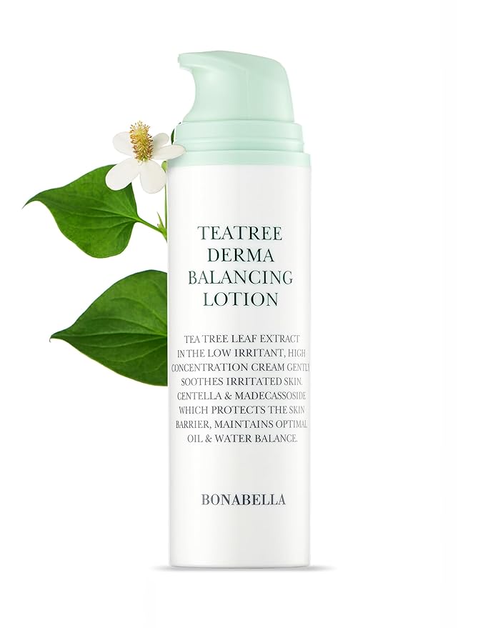 Tea Tree Derma Balancing Face Lotion | Daily Moisturizing Lotion Face Cream | Hydrating Face Moisturizer w/Cica & Hyaluronic Acid | Tea Tree Lotion for Extremely Dry Skin 1.79 fl oz