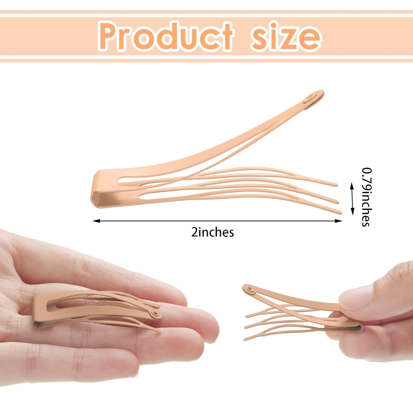 Chinco 24 Pcs Double Grip Hair Clips Metal Snap Clips Women Barrettes for Hair Making, Salon Supplies(Cream,2 Inch)