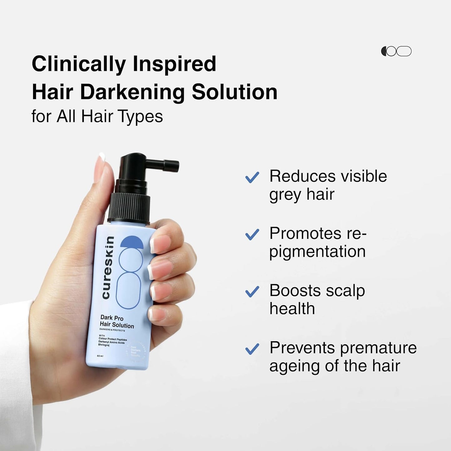 Cureskin Anti Grey Hair Serum | Reverses & Limits Hair Greying | Dark Pro Hair Solution Natural Hair Darkener, 2.02 Fl Oz (Pack of 2)