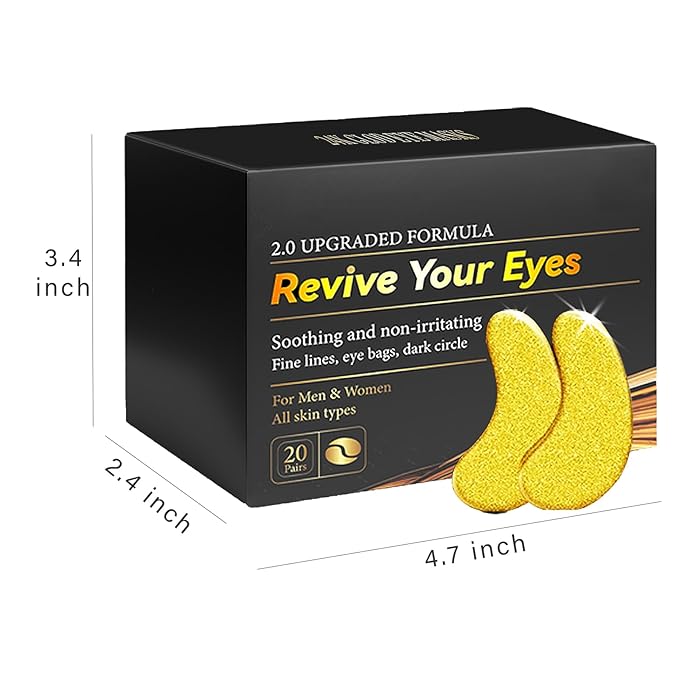 Gold Eye Patches for Puffy Eyes(20 Pairs),24K Eye Masks for Dark Circles and Puffiness Wrinkles,Eye Patches for Puffy Eyes and Dark Circles with Centella Asiatica Under Eye Patches for Women