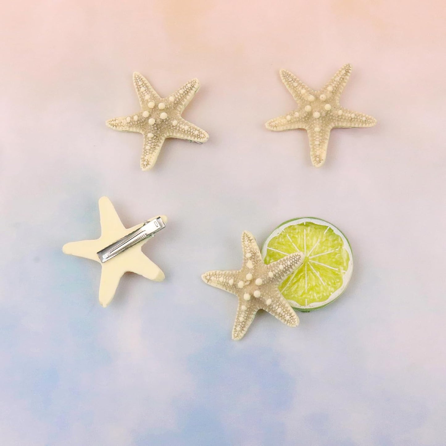 4 Pcs Starfish Hair Clip Mermaid Costume Accessories for Women and Girls Resin Sea Star Hairpins Seashell Clips Accessories for Mermaid Halloween Beach Costume