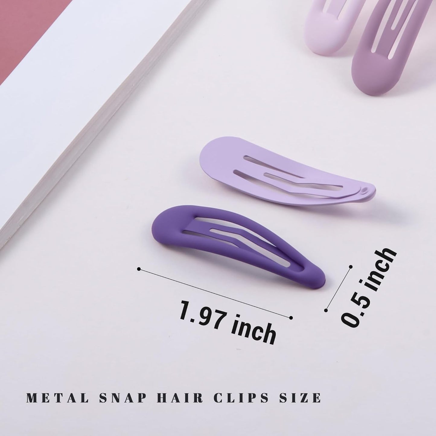 Small Hair Barrettes For Women No Slips Metal Snap Clips For Thin And Fine Hair,Matte Black Multiple Purple,20 PCS,1.97 x 0.5 Inch.