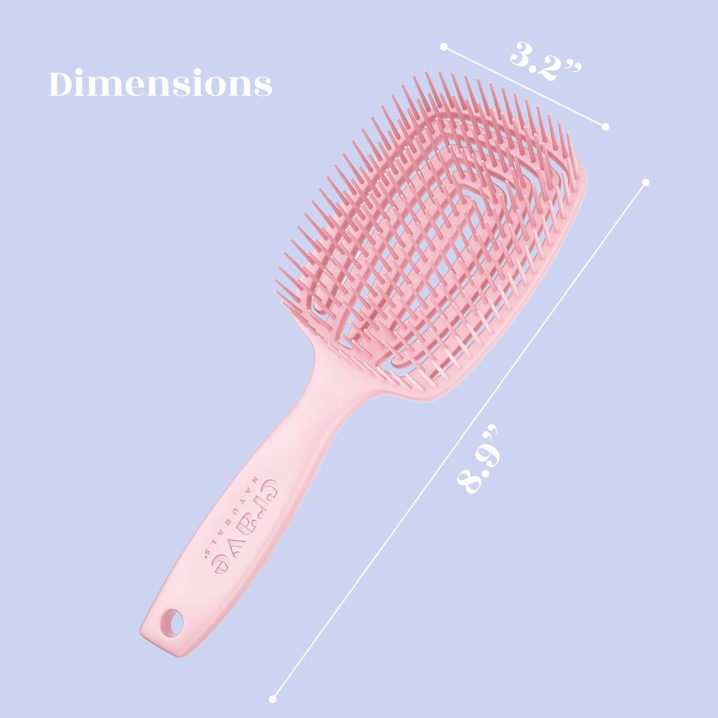 Crave Naturals FLEX DMC Detangling Brush for Thick Hair - Glide Thru Detangling Brush - Hair Brush Detangler for All Hair Types - Flexible Layers Square Paddle Hairbrush - Pink - Comfort Grip
