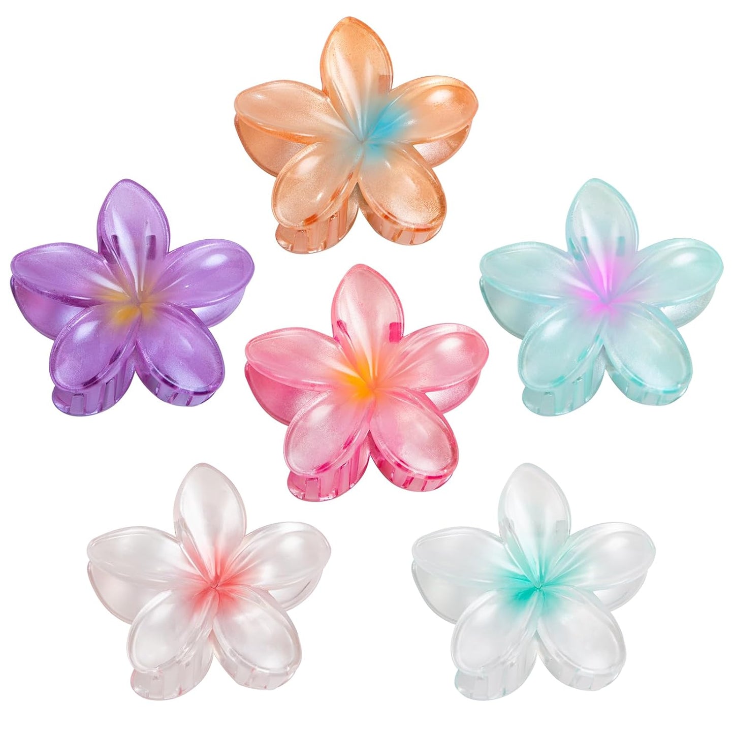 Hawaiian Flower Hair Claw Clips for Women, Plumeria Hair Clips, Cute Summer Beach Hair Accessories