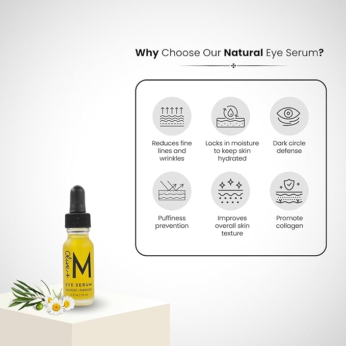 Organic Eye Oil Serum, Under Eye Brightener, Under Eye Serum for Eye Bags, Puffy Eyes Treatment, Dark Circles Under Eye Treatment, Skin Care Essential Anti-Aging Eye Oil (0.5 fl. oz / 15 ml)