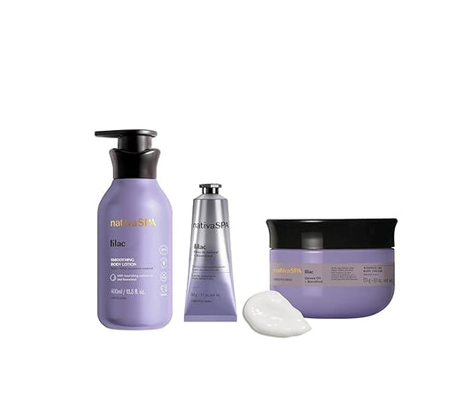 Nativa SPA Body Smoothing Lilac Bundle: Body Lotion, Whipped Body Oil & Hand Cream, with Nourishing Quinoa Oil + Bioretinol (x3)
