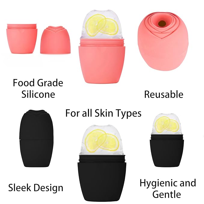 2Pack Ice Roller for Face, Evmliy Silicone Ice Face Roller to Tighten and Lift skin for Face & Eye Puffiness Relief, Reusable Facial Mold for Neck Natural Glow, Skin care for women beauty