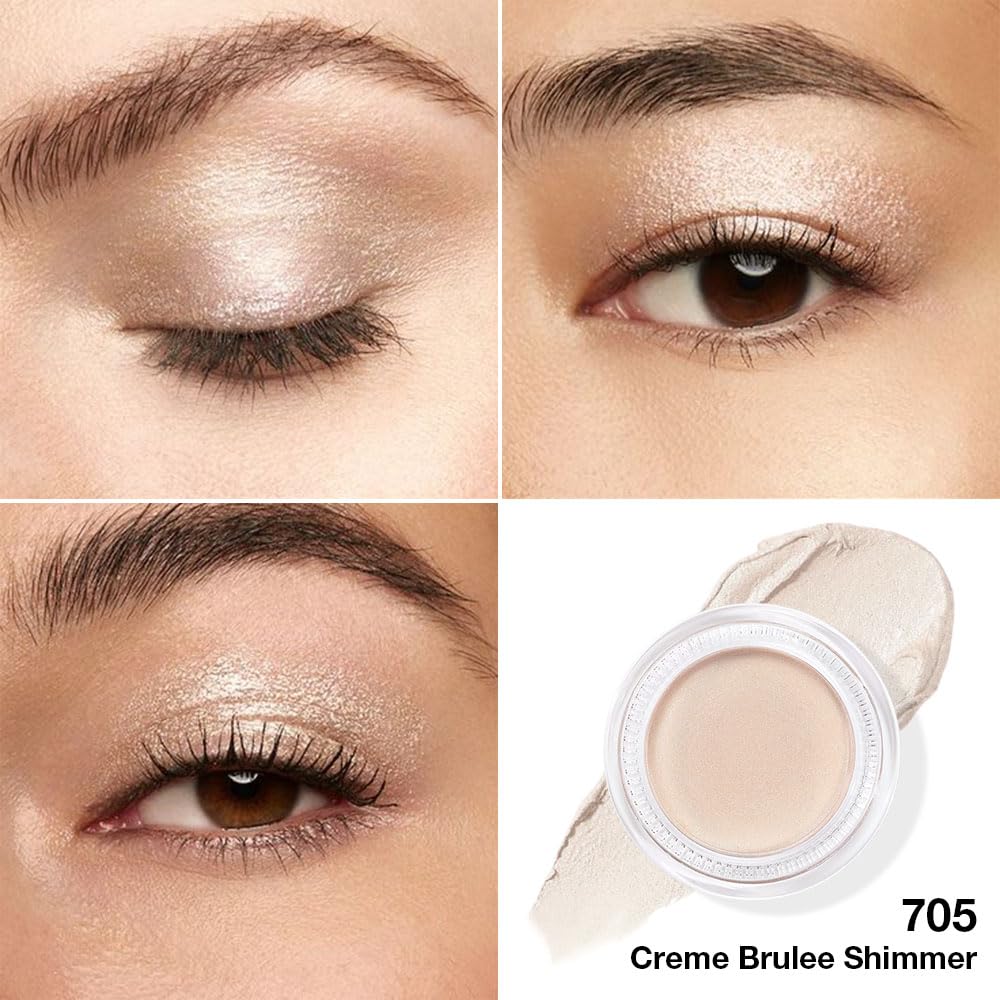 Cream Glitter Brulee Shimmer Metallic Eyeshadow Palette Makeup, Natural Single Mini Instant Holographic Eyeshadow For Women, Sombras Crema Para Ojos, Talc, Paraben & Cruelty Free, 705