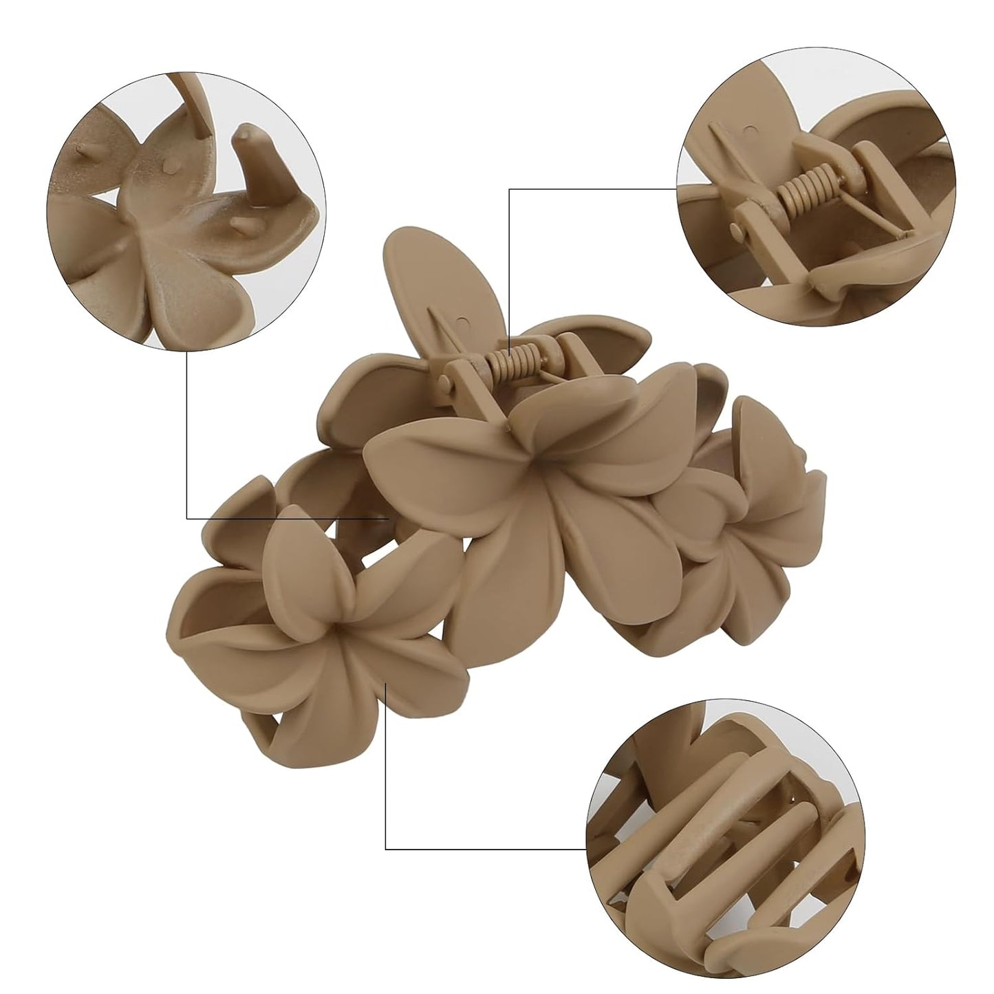 Hawaiian Plumeria Flower Hair Clips for Women Large Matte Claw Clips for Girls Non-Slip Claw Clips for Thick and Thin Hair Strong Hold Beach Hair Accessories 4 PCS