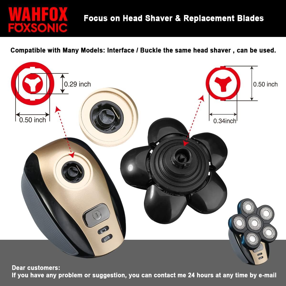 Universal 5 Blades Magnetic Head Shaver replacement Blades Compatible with FREEDOM BIRD shaver 5 blade head shaver replacement heads