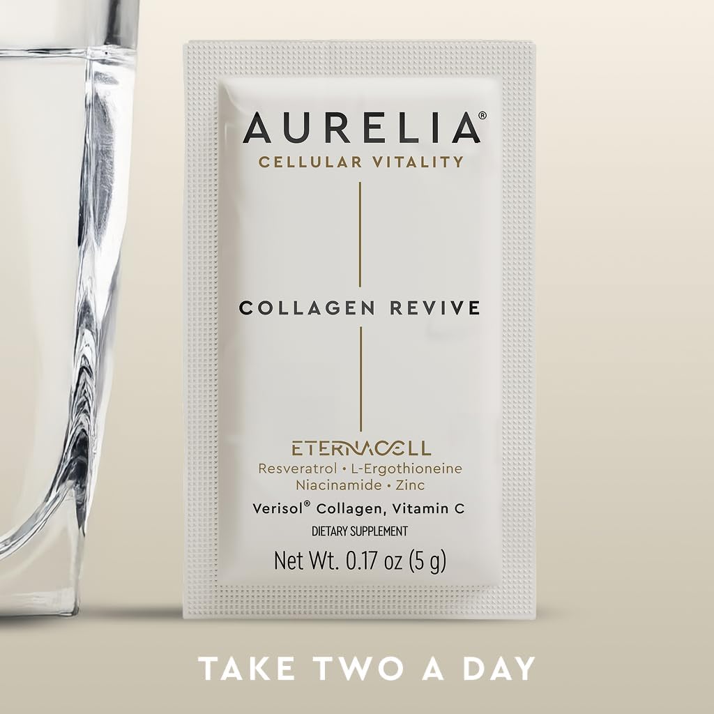 AURELIA Collagen Revive | Advanced Cellular Anti-Aging Supplement | Help Reduce Fine Lines & Wrinkles | with Zinc, Resveratrol, Niacinamide, Ergothioneine & Vitamin C