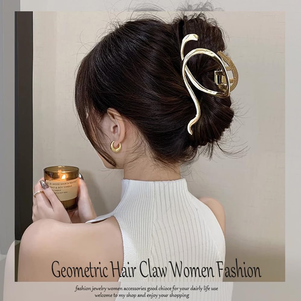 Mehayi 3 PCS Metal Large Hair Claw Clips for Thick Heavy Hair, Big Non-Slip Hair Catch Barrette Jaw Clamp, Strong Hold Claw Barrettes for Long Hair, Fashion Hair Styling Accessories for Women Girls