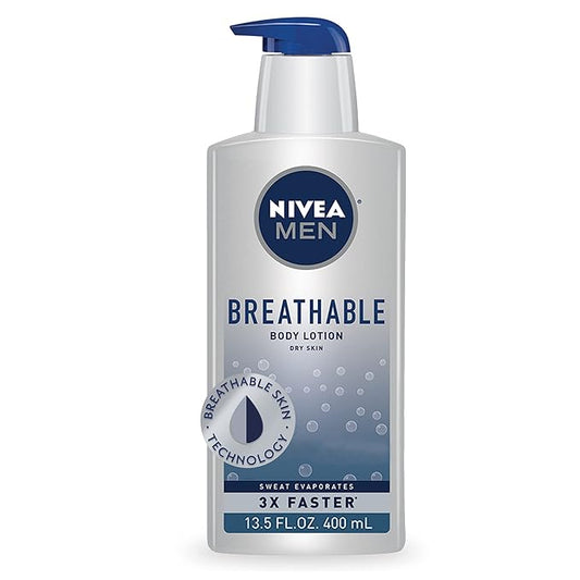 NIVEA MEN Breathable Body Lotion, 48 Hour Hydrating Lotion for Men, 13.5 Fl Oz Bottle