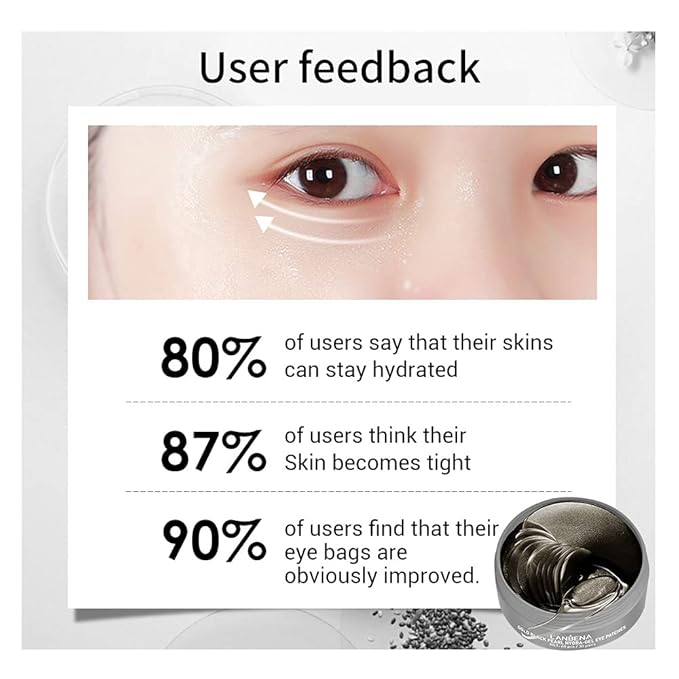 Gold Black Pearl Hydra-Gel Eye Patches - Gel Eye Mask for Eyes Treatment Puffiness Anti-Aging Remove Eye Bags Relieve Dark Circles Moisturizing Eyes Skin (30 Pairs)