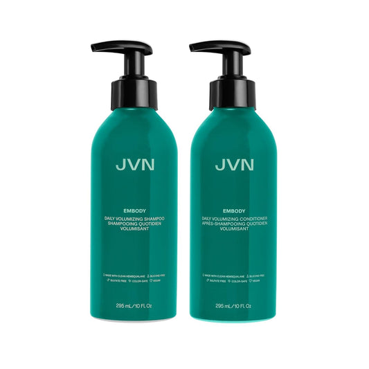 JVN Embody Volumizing Shampoo and Conditioner Set, 20 Fl Oz, Color Safe Clarifying Shampoo for Build up, Adds Fullness, Moisture, Restores Shine, Hair Care for Women and Men, Silicone and Sulfate Free
