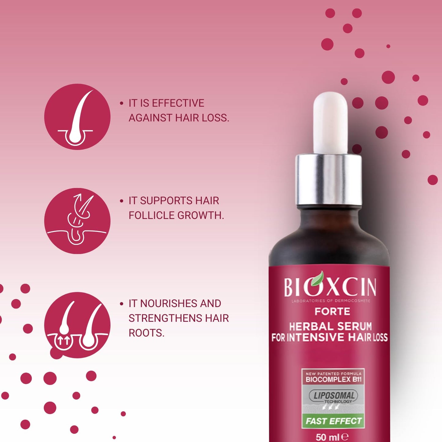 Anti-Hair Loss Hair Growth Serum Biotin & Keratin Hair Oil Treatment for Thinning, Weak & Damaged Hair Nourishing Scalp Serum for Stronger, Thicker, Fuller Hair, Men & Women, Daily Use 3 X 50 ML