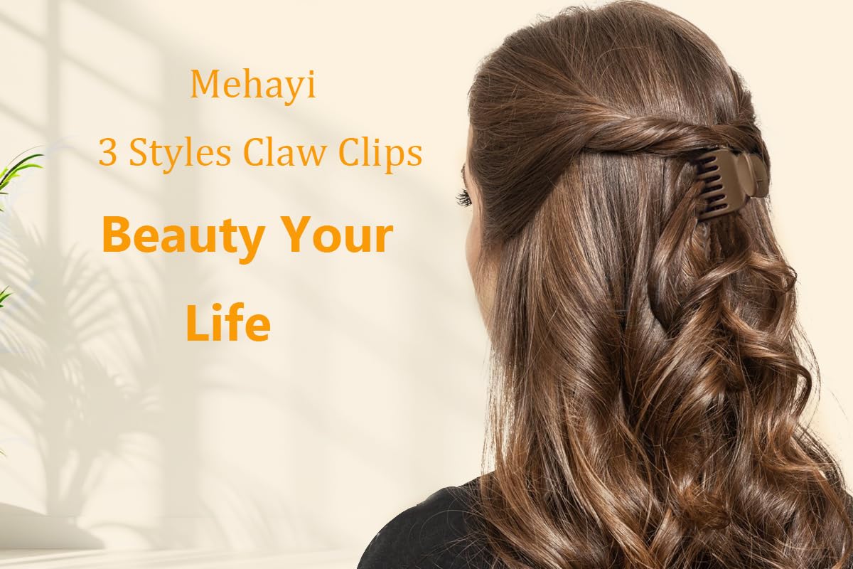 Mehayi 9 PCS Matte Hair Clips Claw for Women Girls, 3 Styles Nonslip Small Hold Strong Hold Cute Jaw Clip Barrettes for Thick Thin Long Short Hair, Fashion Acrylic Hair Clamps Styling Accessories