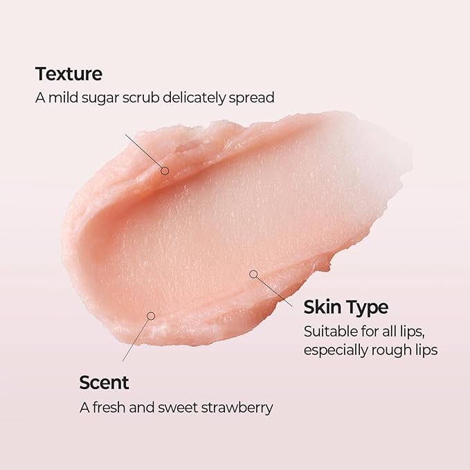 SKINFOOD Strawberry Sugar Lip Scrub Mask, Exfoliating Lip Care, Hydrating Korean Lip Product for Soft & Smooth Lips, Deep Nourishment Mild Sugar Scrub Vegan (0.71 fl. Oz.)