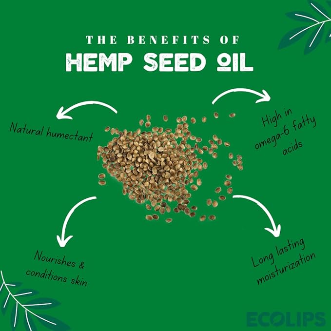 Eco Lips Organic Hemp Lip Balm with Beeswax, Coconut Oil, Vitamin E. Best Chapstick to Soothe & Moisturize Dry, Chapped Lips (Cherry, 6-Pack)