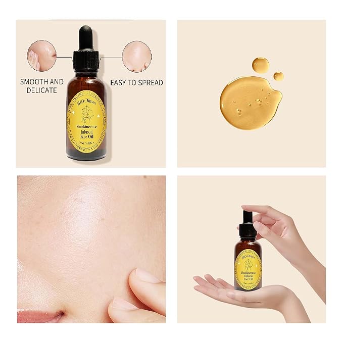 Frankincense Resin Oil, Natural Castor and Jojoba Oils Cold Pressed Serum Face Hydrates Anti-Aging Organic Frankincense Oil. -1Pcs
