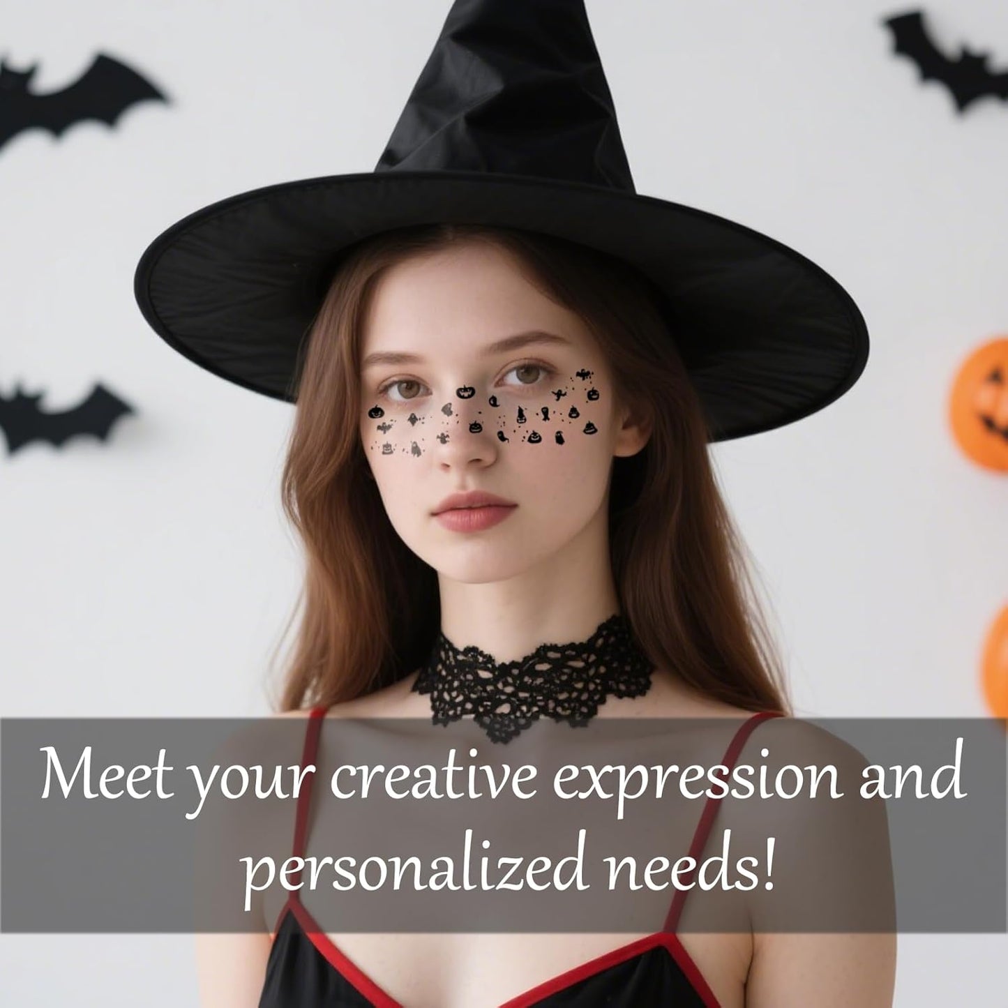 Halloween Freckles Face Tattoo, Cut Ghost &Pumpkin Patterns Temporary Tattoos Stickers, Temporary Makeup Freckles Tattoos, Freckles Face Tattoo for Adults, Kids, Halloween, 8Pcs