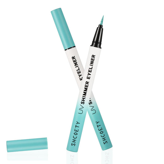 Metallic Neon Liquid Eyeliner, Glitter Neon Colored Eyeliners Pen, High Pigmented, Waterproof Smudge-Proof and Long-Lasting Metallic Eye Makeup for Halloween Christmas,Shimmer Turquoise