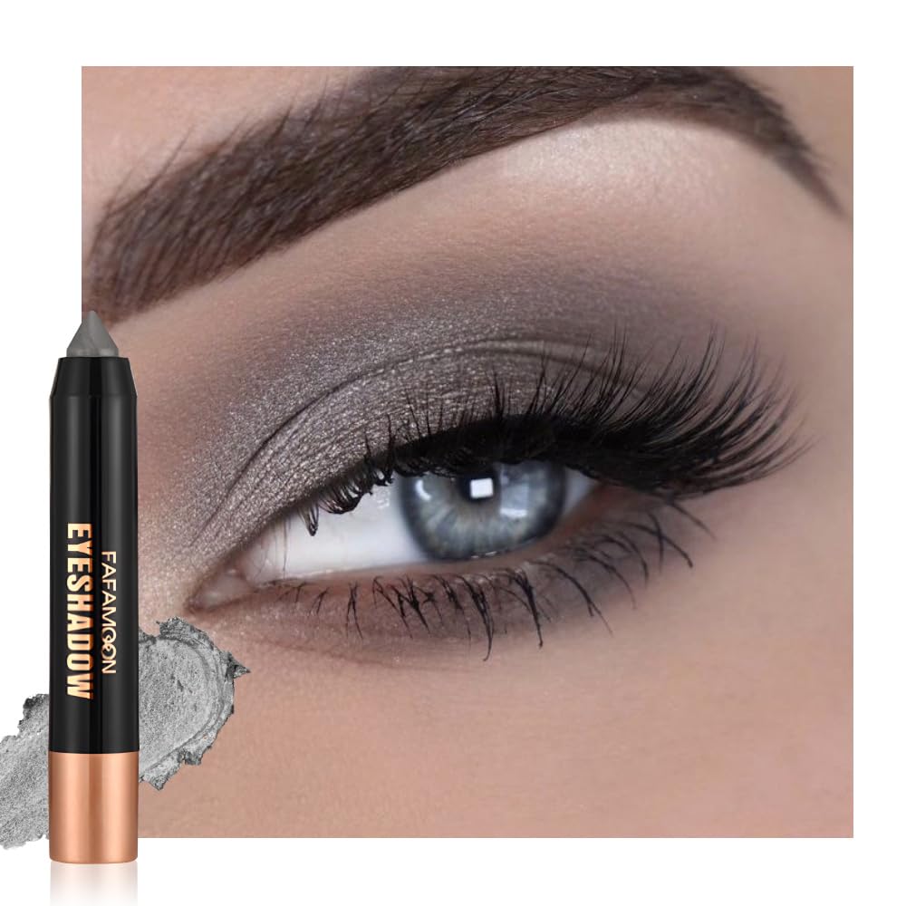 AMY'S DIARY Charcoal Gray Shimmer Eyeshadow Stick, Cream Eye Shadow Pencil Waterproof, Eyeshadow Crayon Pen Eye Brightener Stick for Eyes Highlighter