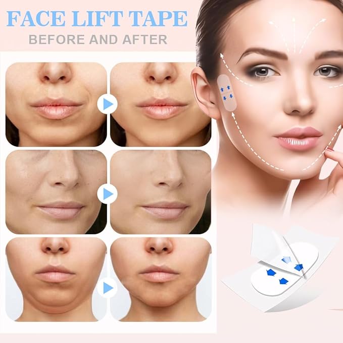 Kaely 160 Pcs Instant Face Lift Tape,Antiaging Body Shaping Tape,Neck Lifting Tape for Saggy Skin,Facelift Tape and Bands for Double Chin Jowls Thigh,Creates V-Shaped Face
