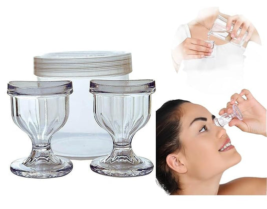 Transparent Eye Wash Cup - Eye wash Kit, Eye Cups for Eye wash Shaped Rim for Eye Rinse n Cleansing Eye wash Cups Remove Dust, Makeup & Irritants- Eye wash kit Set of 2 Eye Cup