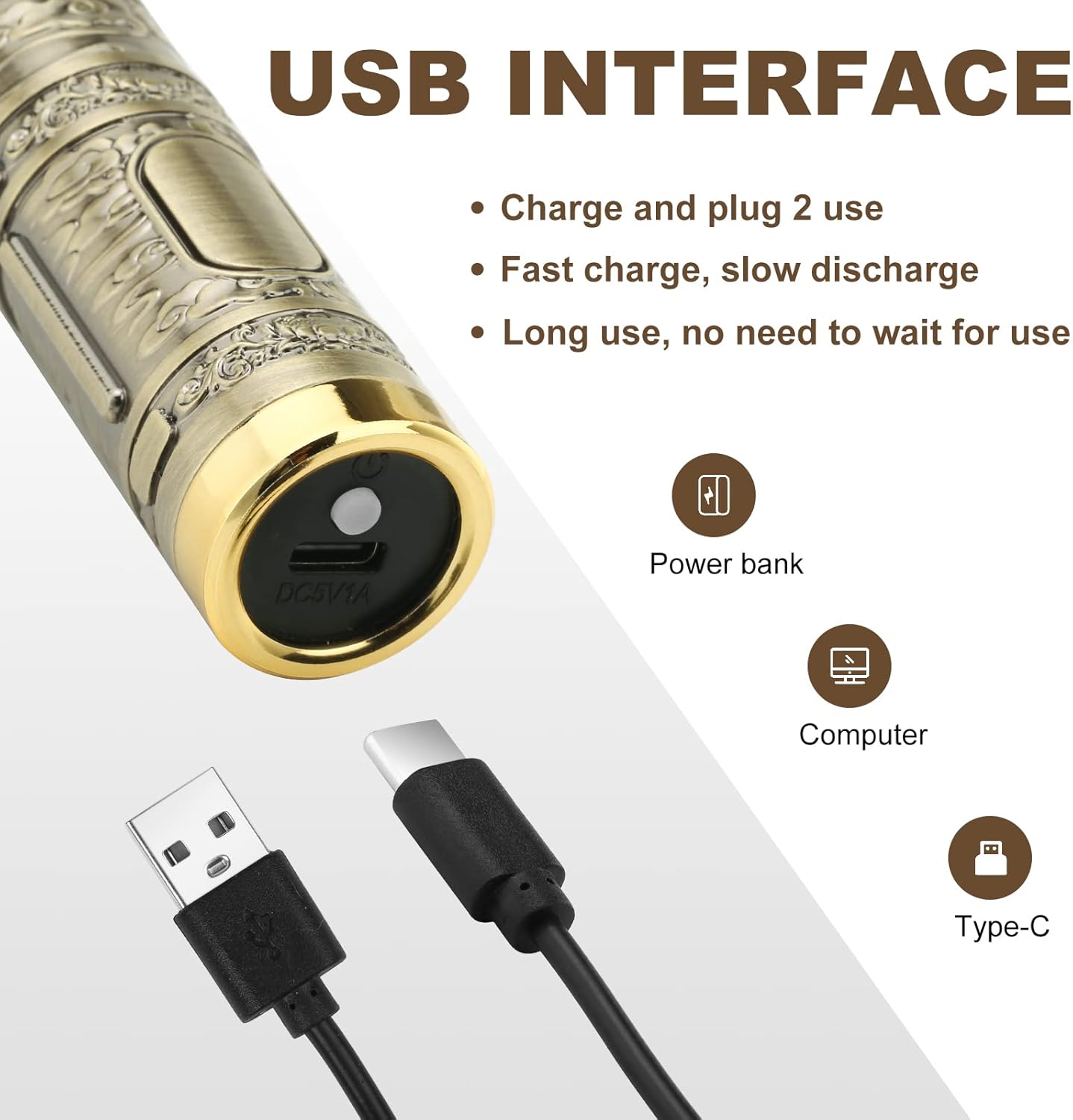 YOGINGO Professional Hair Trimmer for Men, Cordless Rechargeable Beard Trimmer Hair Clippers for Men, Metal Body Cutting Grooming Kit, Beard Shaver Barbershop, Bronze