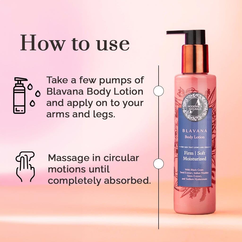 Blavana Body Lotion—Intensely Moisturizes Dry, Crepey Skin on the Neck, Arms, Thighs & Legs | Fast-Absorbing, Lightweight | Black Gram + Indian Madder + Sodium Hyaluronate + Glycerin | 6.25 fl. oz