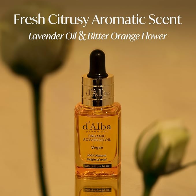 d'alba Piedmont Organic Advanced Oil, 100% Vegan Plant-based Ingredients, Hydrating (0.58 oz.)