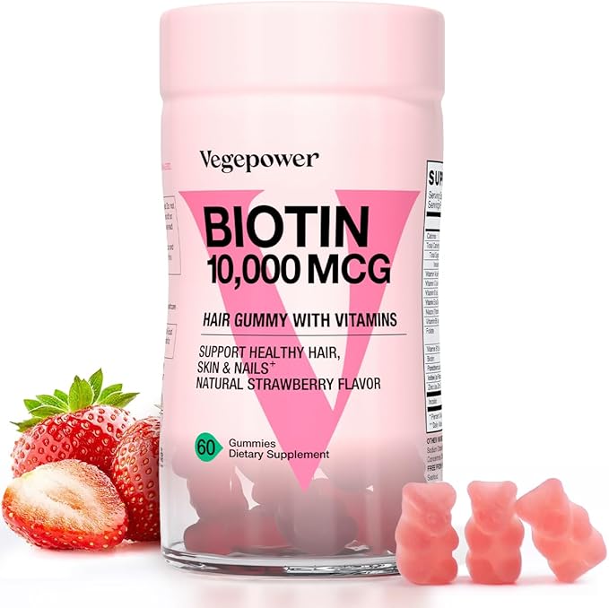Biotin Gummies for Hair Growth 10000mcg - Vegan Biotin Vitamins Supports Healthy Hair, Skin and Nails, Hair Vitamin Gummy for Women & Men - Non-GMO, Chewable Supplement