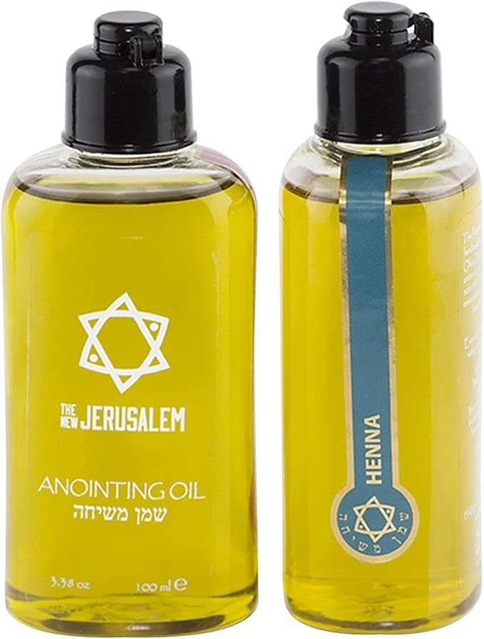 Henna Anointing Oil from Israel, Holy Spiritual Oils Bottles from Jerusalem Blessed, Handmade with Natural Ingredients and Blessed for Wedding Ceremony, Religious Use, 3.4 Fl Oz