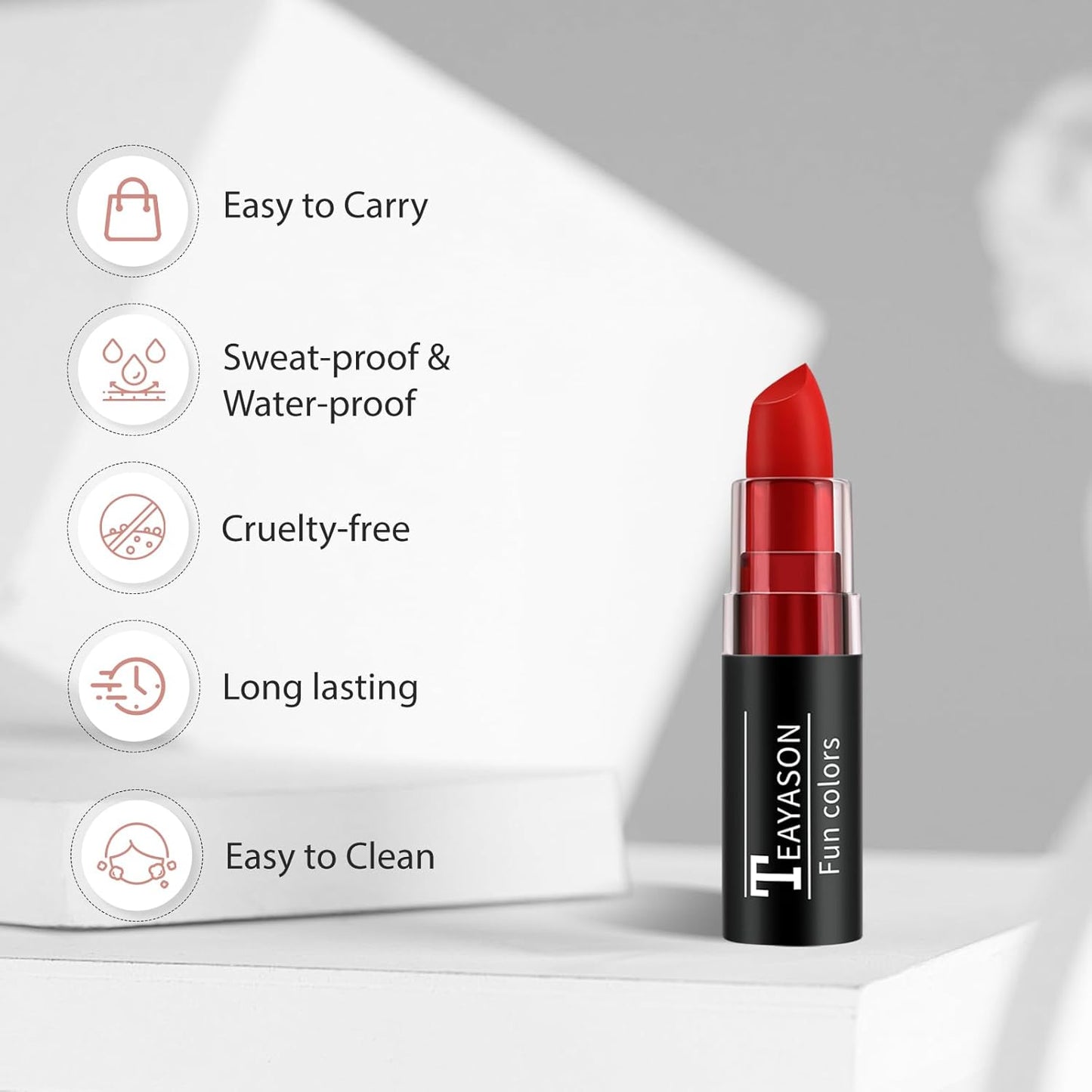 Red Face Body Paint Stick, Matte Lipstick Eye Black Stick Face-Paint Make Up, Long Lasting Waterproof Red Makeup for Halloween Zombie Clown Vampire Joker Devil Costume Cosplay Makeup