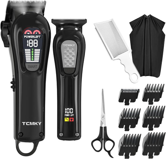 Hair Clippers Professional Cordless for Men, Barber Clippers for Hair Cutting Kit, Wireless LCD Display Hair Trimmers Set, Rechargeable Haircut Machine for Family (Black)