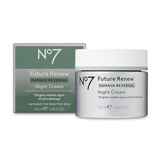 No7 Future Renew Damage Reversal Night Cream - Hydrating Face Moisturizer & Firming Cream to Reverse Visible Signs of Skin Damage - Dermatologist Approved and Suitable for Sensitive Skin (1.69 Fl Oz)