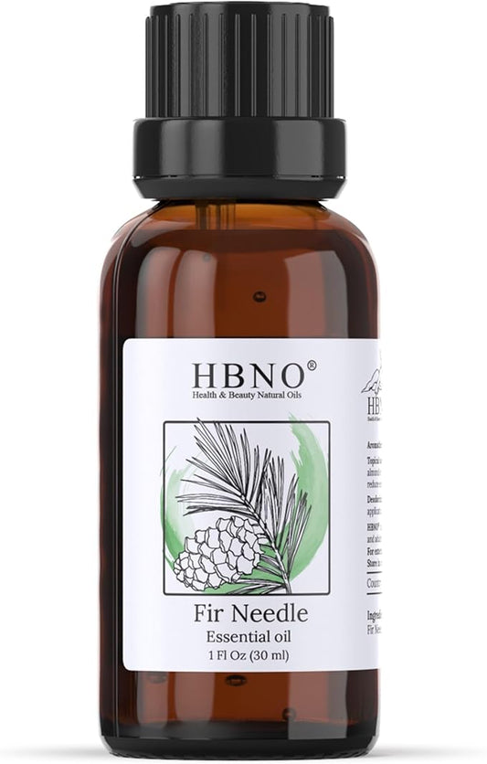 HBNO Fir Needle Essential Oil - 1 oz (30ml) Travel Size - Natural Fir Needle Oil - Perfect for Cleaning, Aromatherapy, DIY, Soap & Diffuser - Pine Needle Essential Oils