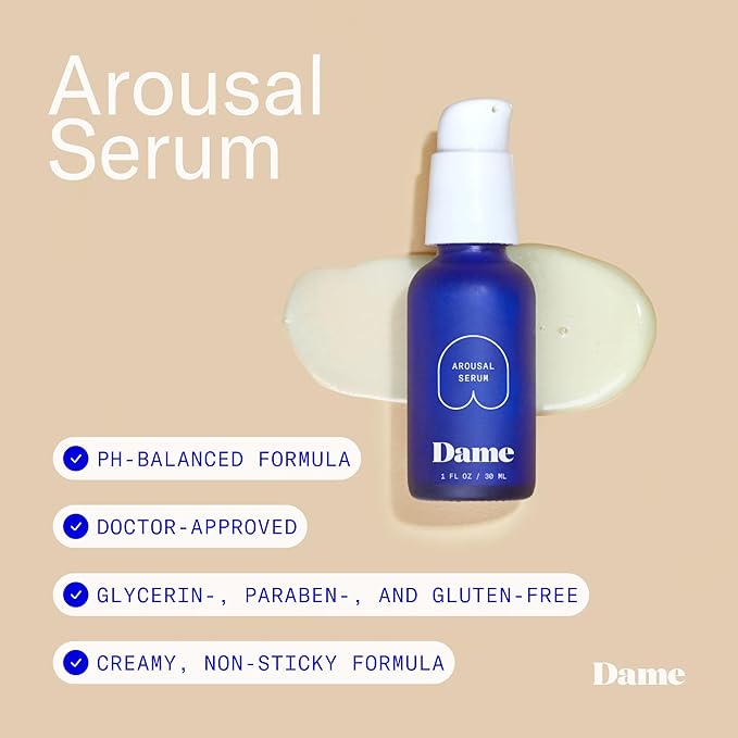 Dame Products Arousal Serum for Women Massage Oil Pleasure Feeling, Organic Vegan pH Balanced, Lickable Edible with Earthy Scent