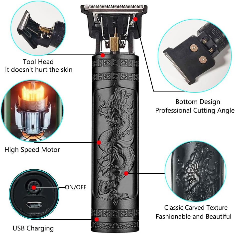 Hair Clippers for Men, Cordless Hair Clippers, Travel Small Hair Clippers 5.7" Hair Trimmer Classical Sculpting Styling Rechargeable Hair Remover with 6 Pieces Earpick (Black)