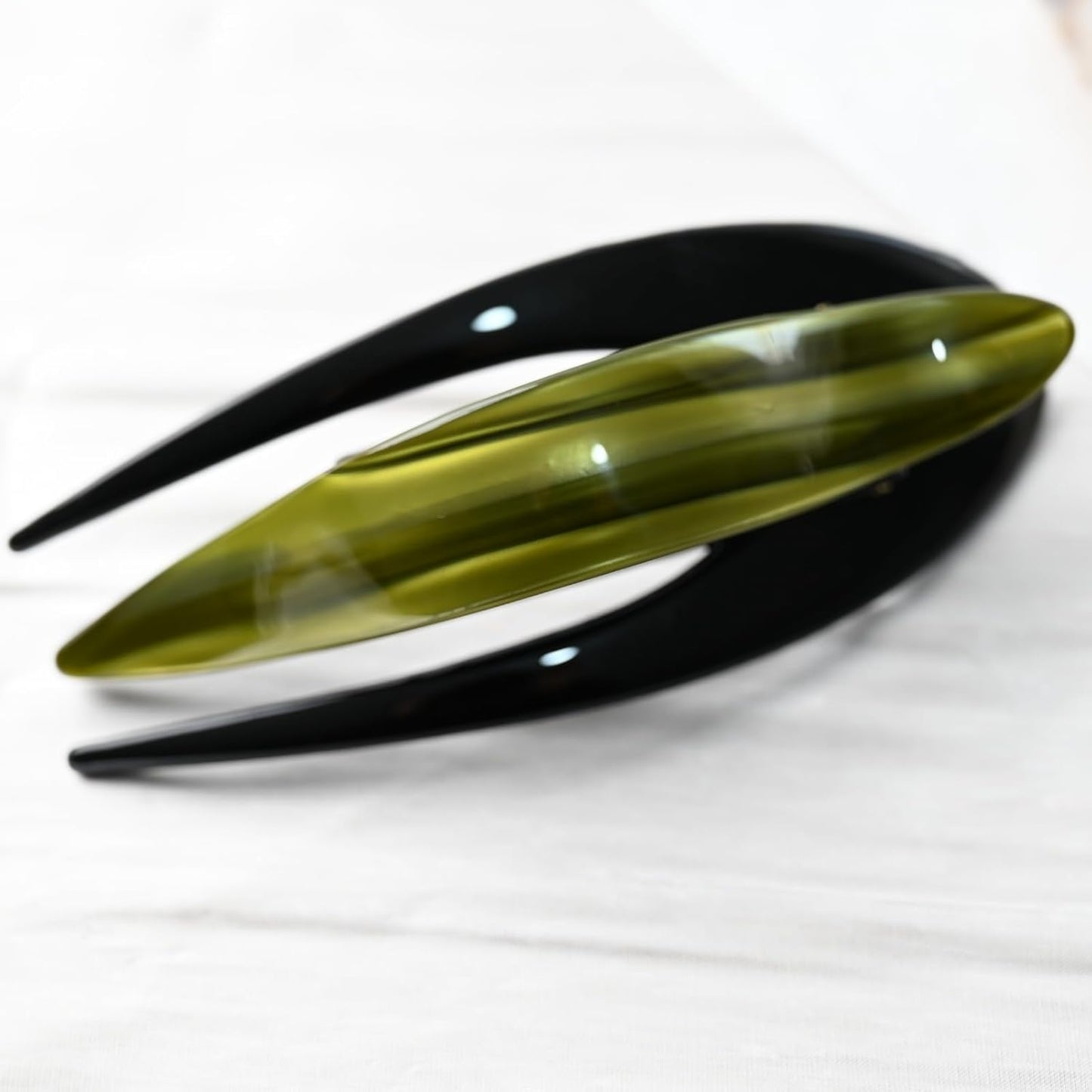 Handmade Celluloid French Design Tortoise Shell Barrettes Side-slide Opening Duck Luxury Fashion Accessories Hair Clip Claw for Women (green)