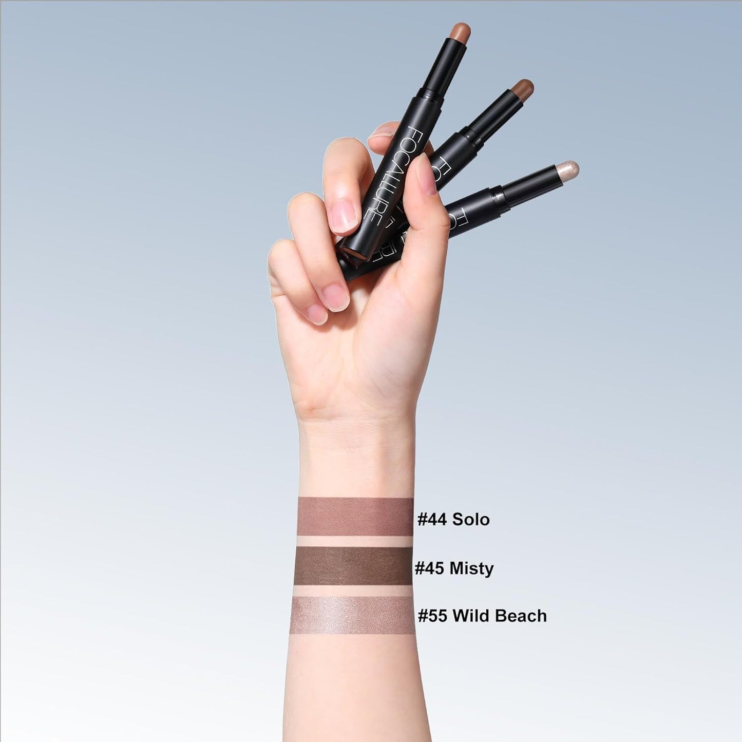 FOCALLURE 3PCS Cream Eyeshadow Stick Sets,Matte and Shimmer Eye Brightener, High Pigmented Crease-proof Pencil,Long Lasting Eye Shadow Highlighter Makeup,Silver Mocha